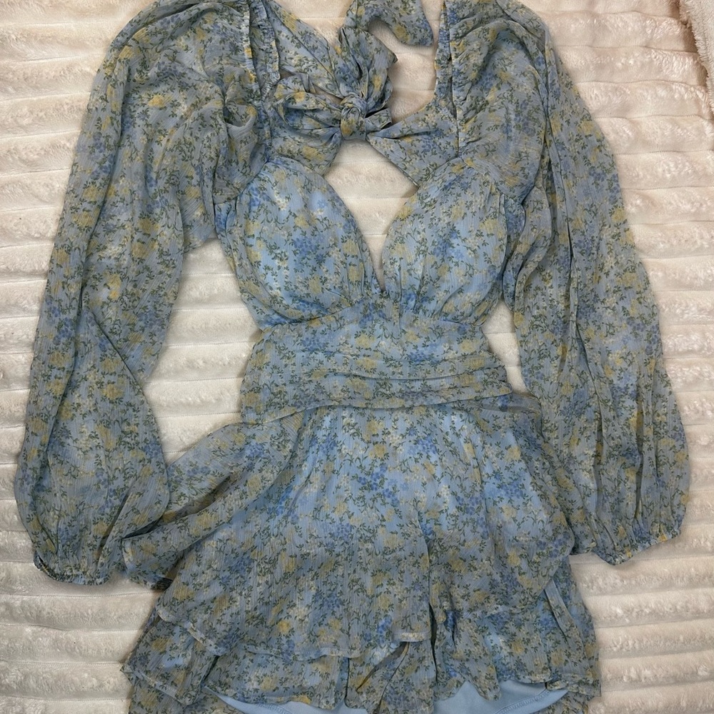 Altar'd State Blue Floral Jumpsuit